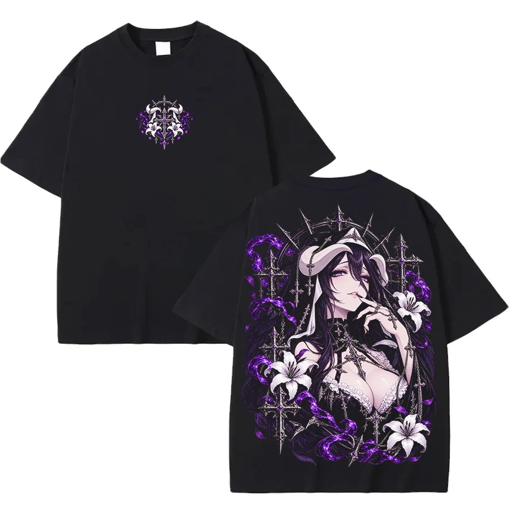 Overlord Albedo Gothic Y2k T-shirt Ainme Harajuku Fashion Streetwear Men Women Clothing Short Sleeve Casual 100% Cotton Tee Top