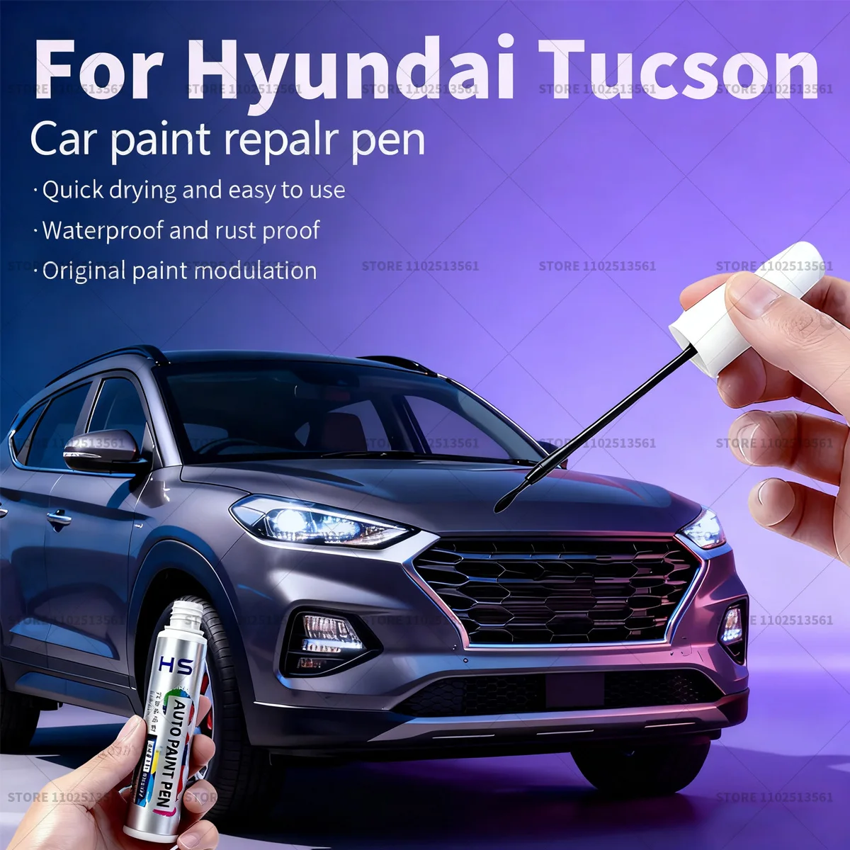 For Hyundai Tucson Car Paint Repair Pen Touch Up Scratch Remover DIY Auto Accessories White PGU NA3 Brown Black E9 BN Blue BU
