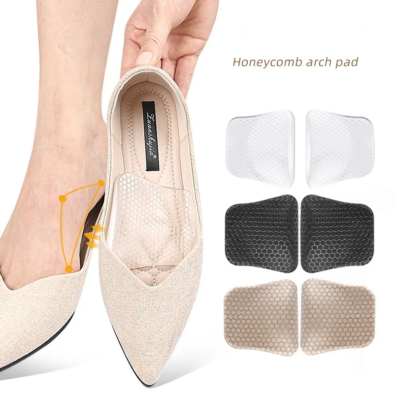 

Gel Arch Insoles Flat Arch Support Anti-friction Self-adhesive Shock-absorbing Honeycomb Massage Arch Pad