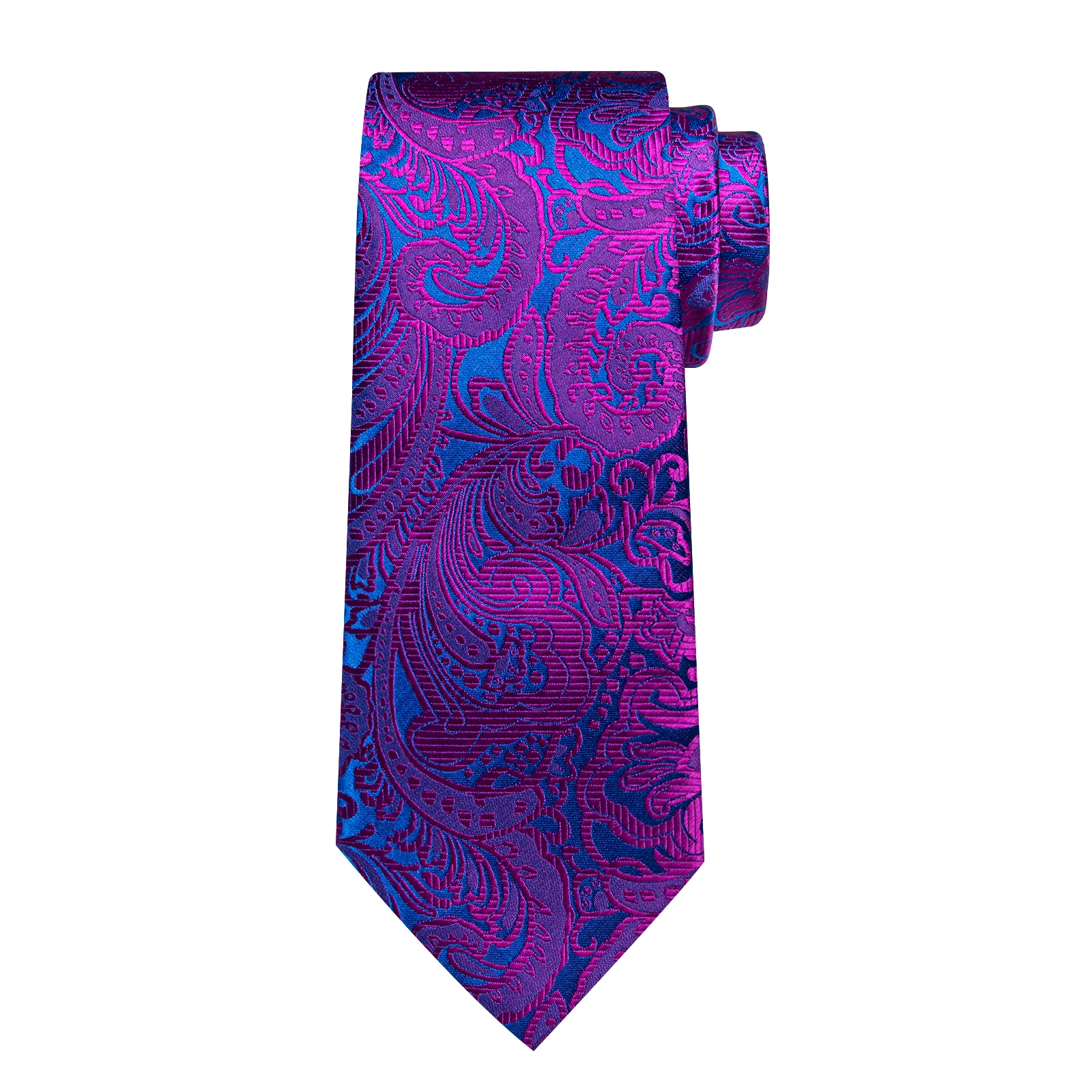 Elegant Purple and Blue Paisley Men's Wedding Business Formal Elegant Neck Tie Set Pocket Square Cufflinks Gift for Husband