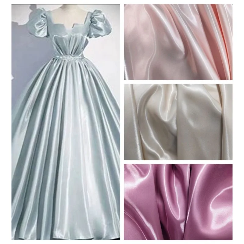 

Reflective Fabric By The Meter for Needlework Clothes Dress Skirt Coat Diy Sewing Designer Cloth Smooth Glossy Plain White Pink