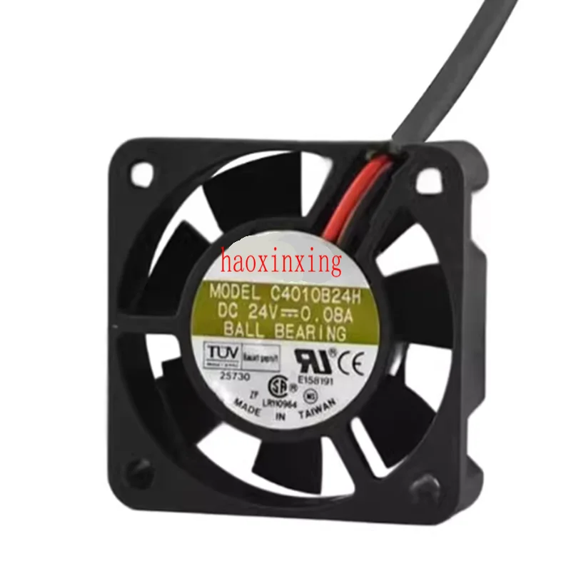 1pcs C4010B24H Cooling Fan 24V 0.08A 4CM 4010 2-wire Dual Ball Bearing Printer Inverter Fan