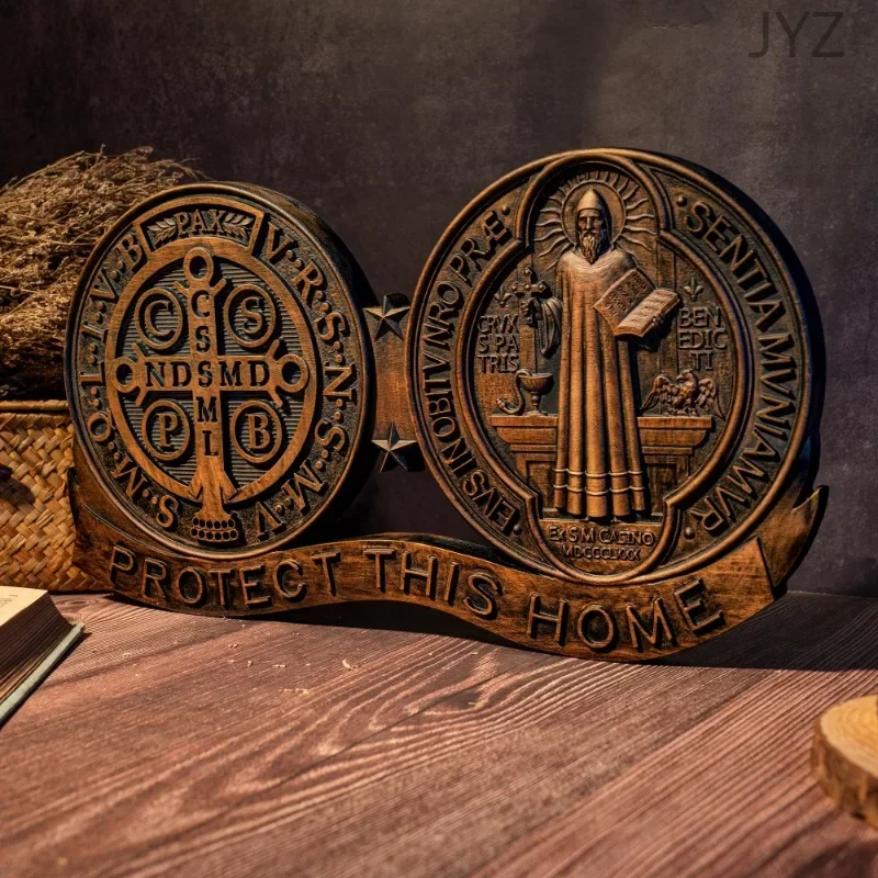 St. Benedict Catholic Religious Wooden Decorations Exorcisms Family Protection Medal Ornaments