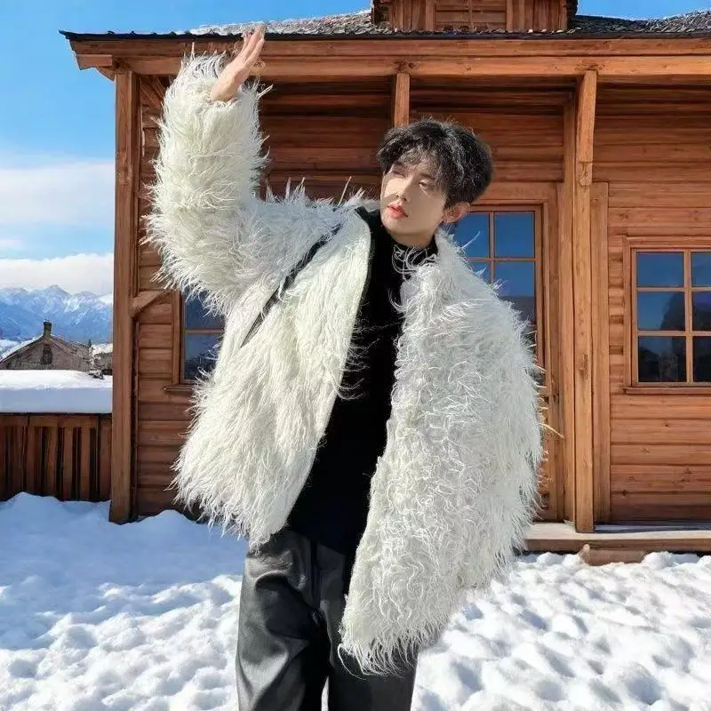 

Осенне-зимнее теплое меховое пальто, элитное винтажное хлопковое пальто, куртка с длинными волосами, модная мужская и женская куртка.