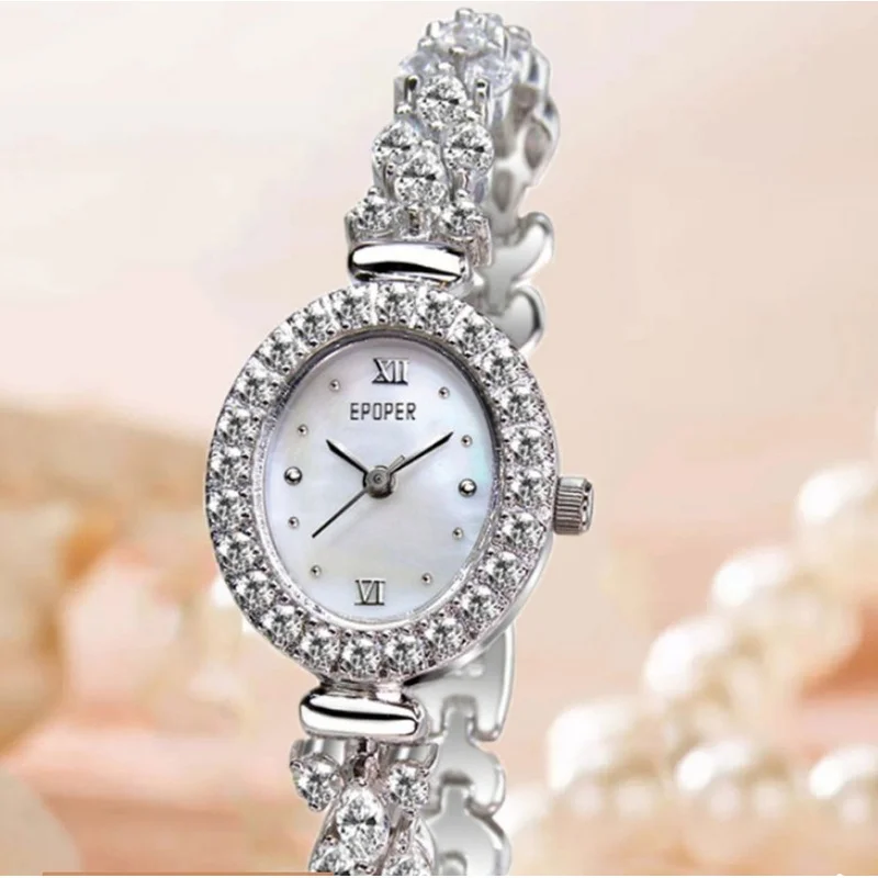 Bright Shining Ms Watches Small Oval Pearl Fritillaria Delicate Temperament Of Simple Waterproof Wrist Watch Qixi Festival Gifts