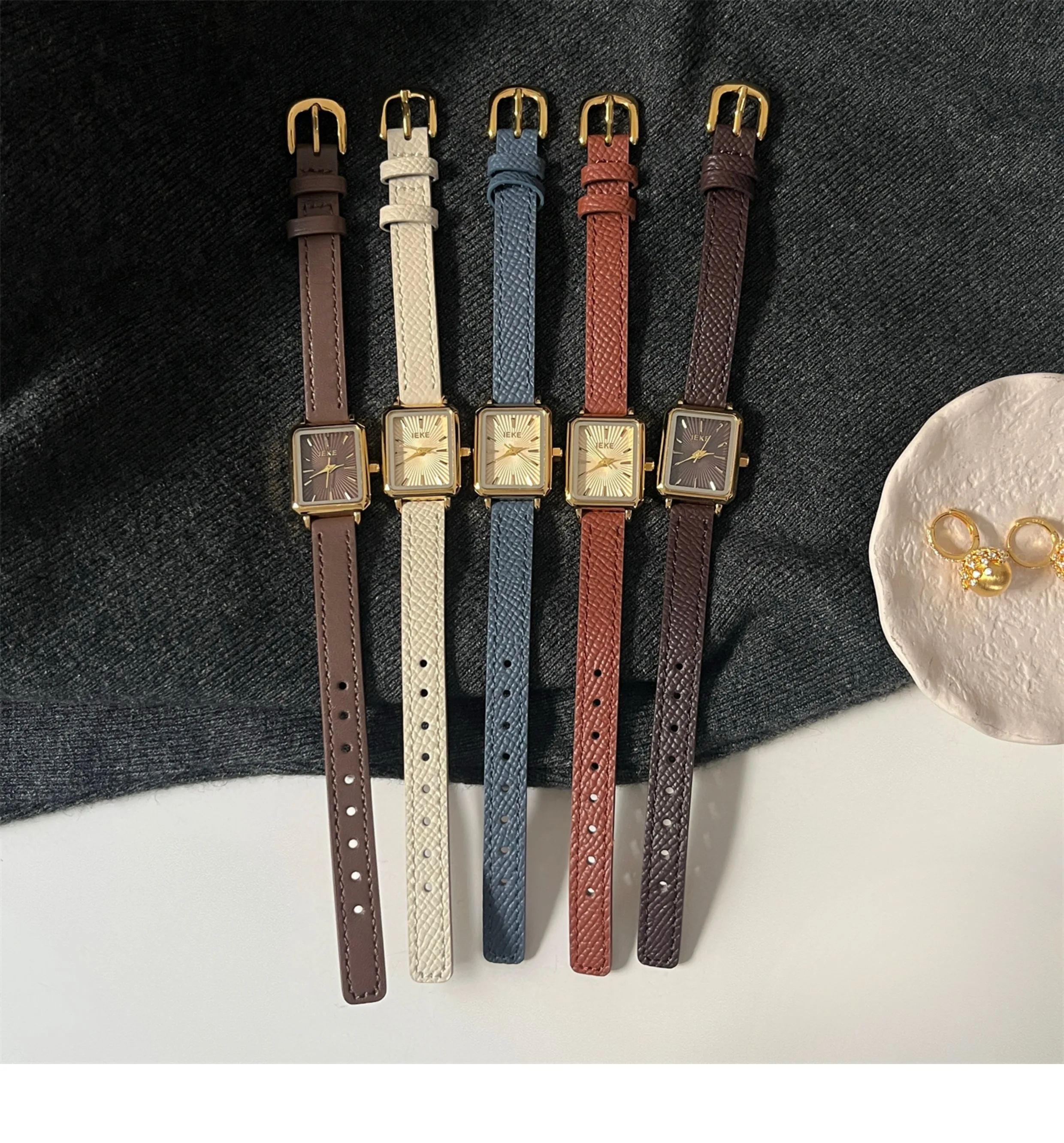 Classic high aesthetic temperament square thin strap watch for women, simple and exquisite quartz watch for women