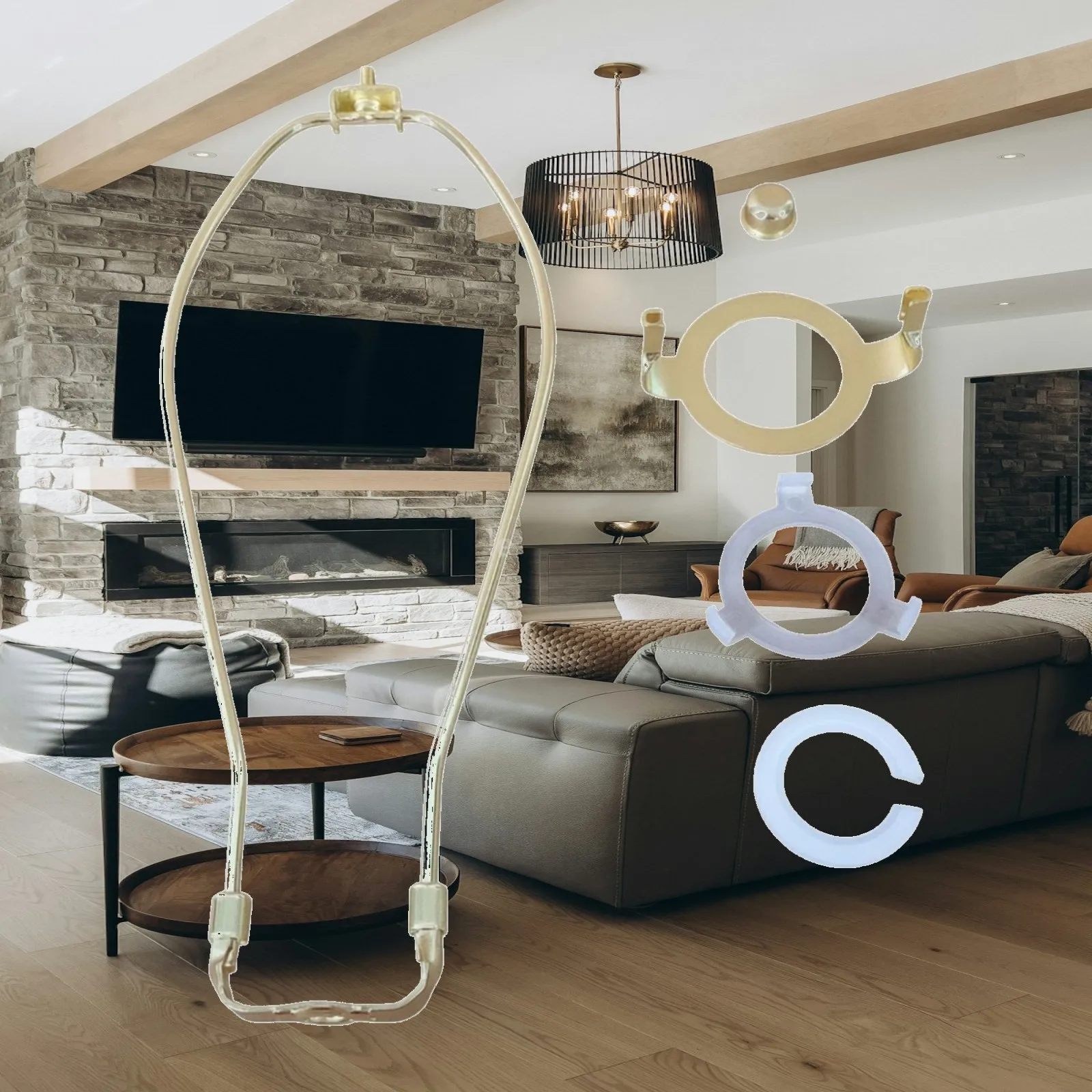 Iron Plastic Floor Lamp Fixture Mount with Safety Lantern Bracket Ring for Table Lamp Stand and Pendant Light Accessory Parts