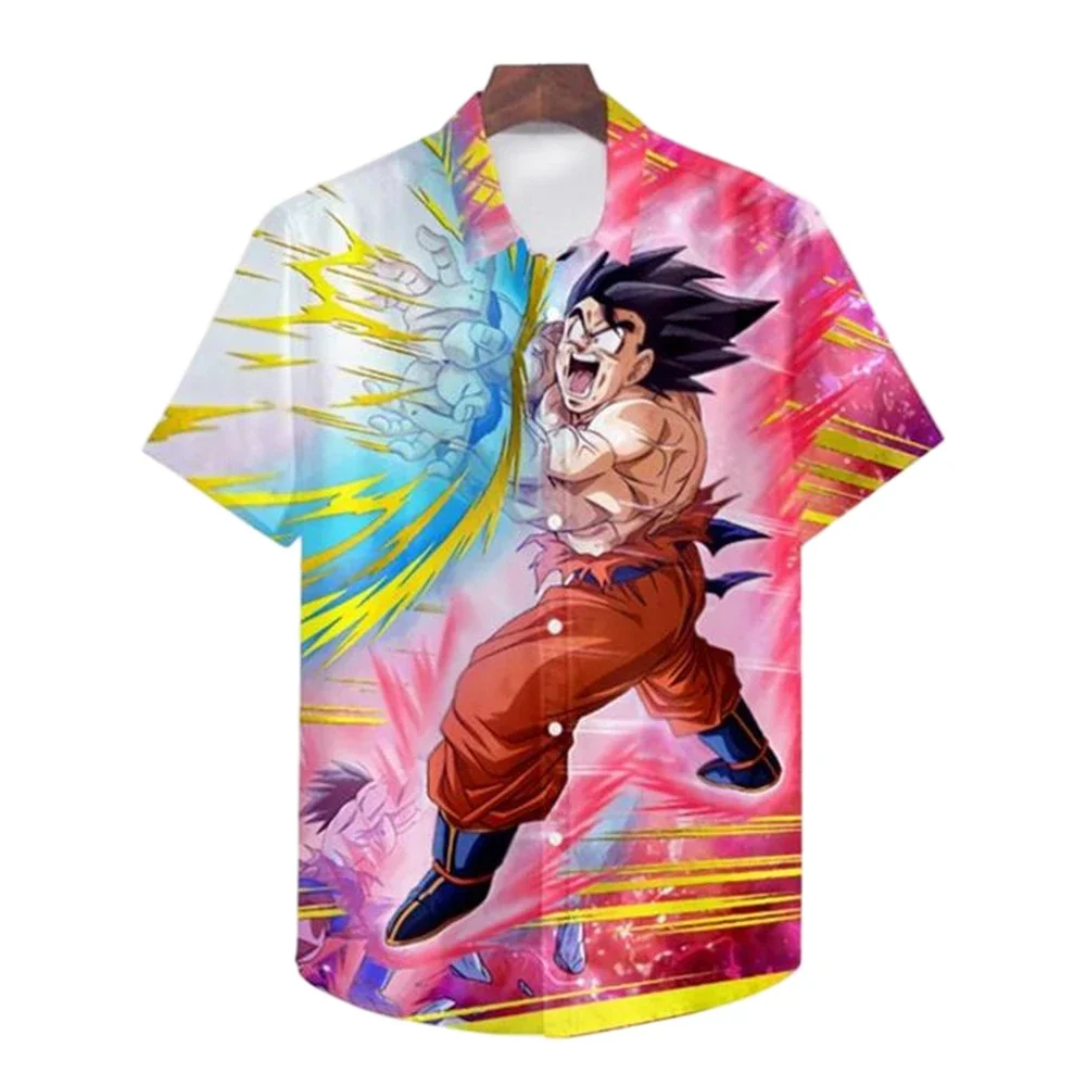 Dragon Ball Shirt Herren Goku Super Saiyan Hawaiihemd Herren Sommer Casual Tops