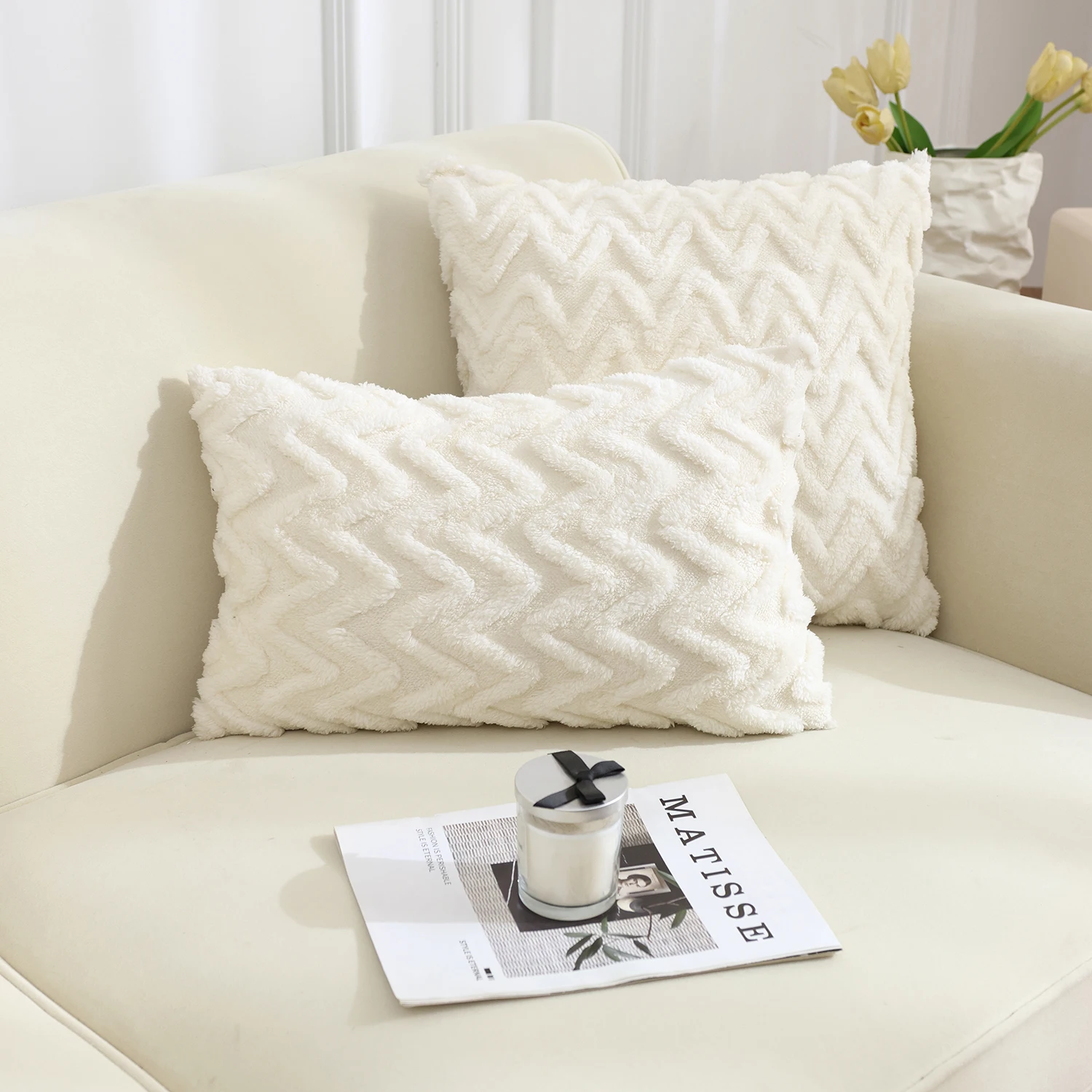 1pc Autumn And Winter Throw Pillow Covers, Jacquard Plush Throw Pillowcase, Throw Pillow Covers Decor, Home Decor, Room Decor