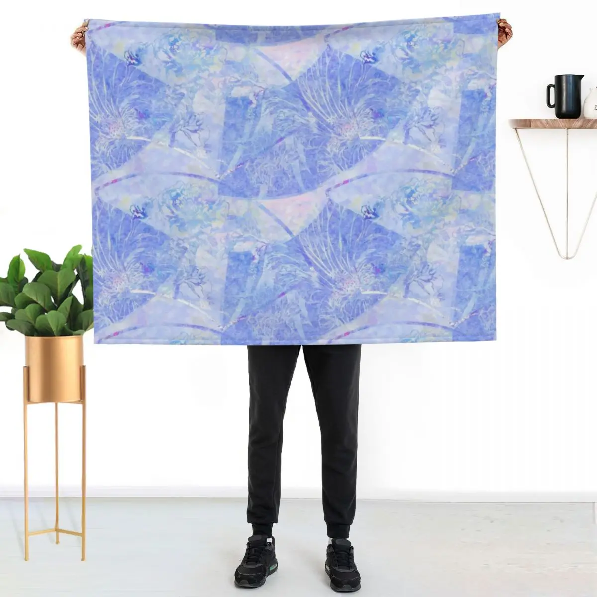 Peony Fans in pale blues and pinks RB Throw Blanket Sofas Decorative Sofa Summer halloween Custom Cute Plaid Blankets