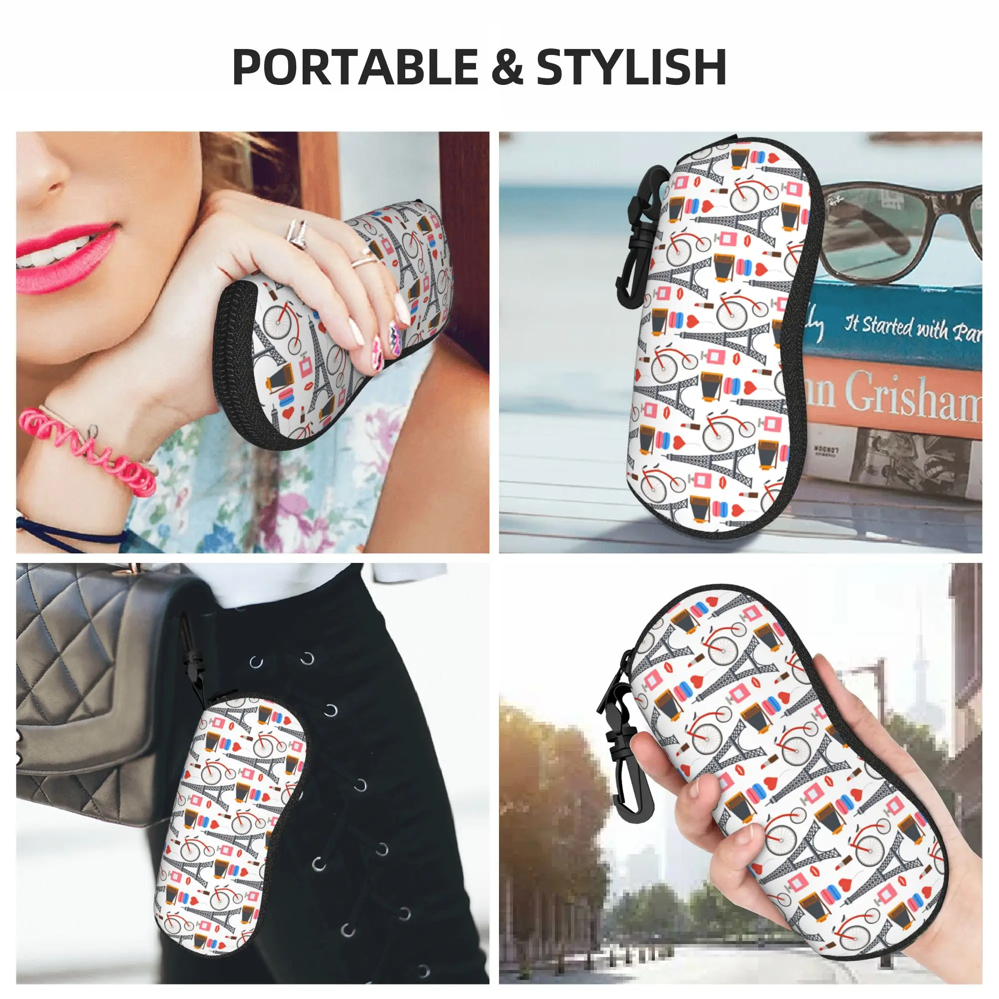 French Paris Glasses Case Cover Fashion Sunglasses Case Pocket Vintage Eyewear Organizer Print Men Women Glasses Box