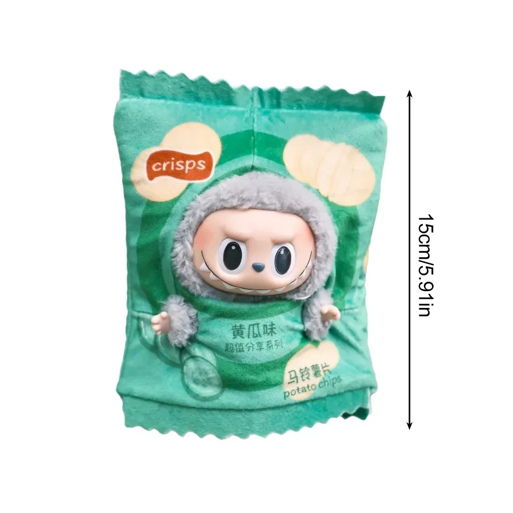 For Labubu The Monsters Figure Doll Potato Chip Packaging Clothes Cartoon Heartbeat Macaron Clothes for Labubu Modle Decoration