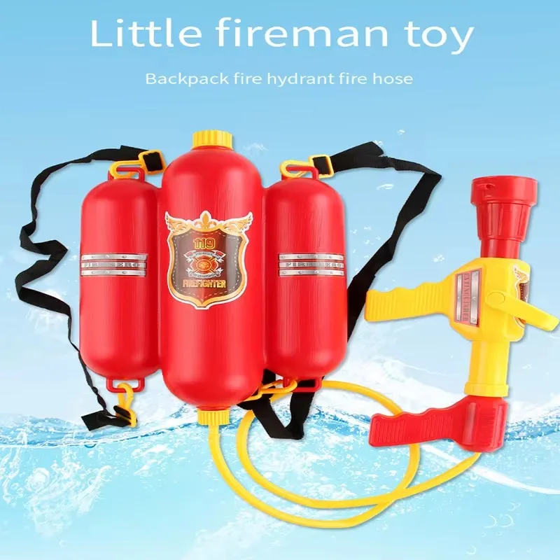 Fireman Role Play Pool Toys Fire Extinguisher Watergun Large Capacity Water Gun Fire Backpack Water Gun Firefighter Water Toy