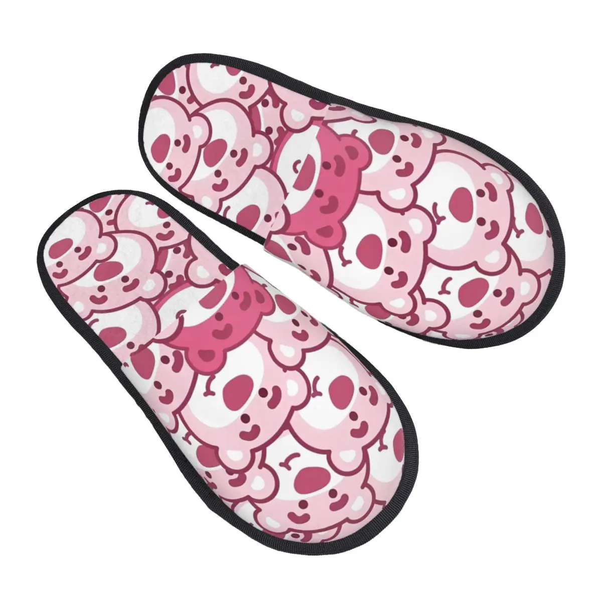 

Зимние хлопковые домашние тапочки Lotso Pink Bear, мягкие нескользящие тапочки из пены с эффектом памяти для спальни