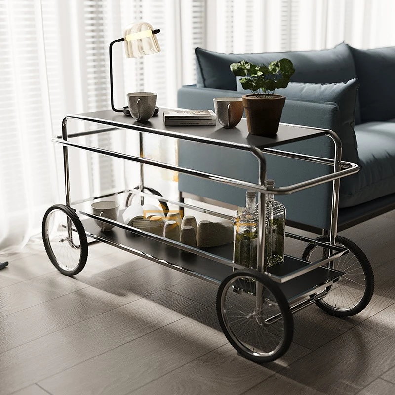 Movable dining cart wheels, carts with drawers, antique side tables, restaurant seasoning table