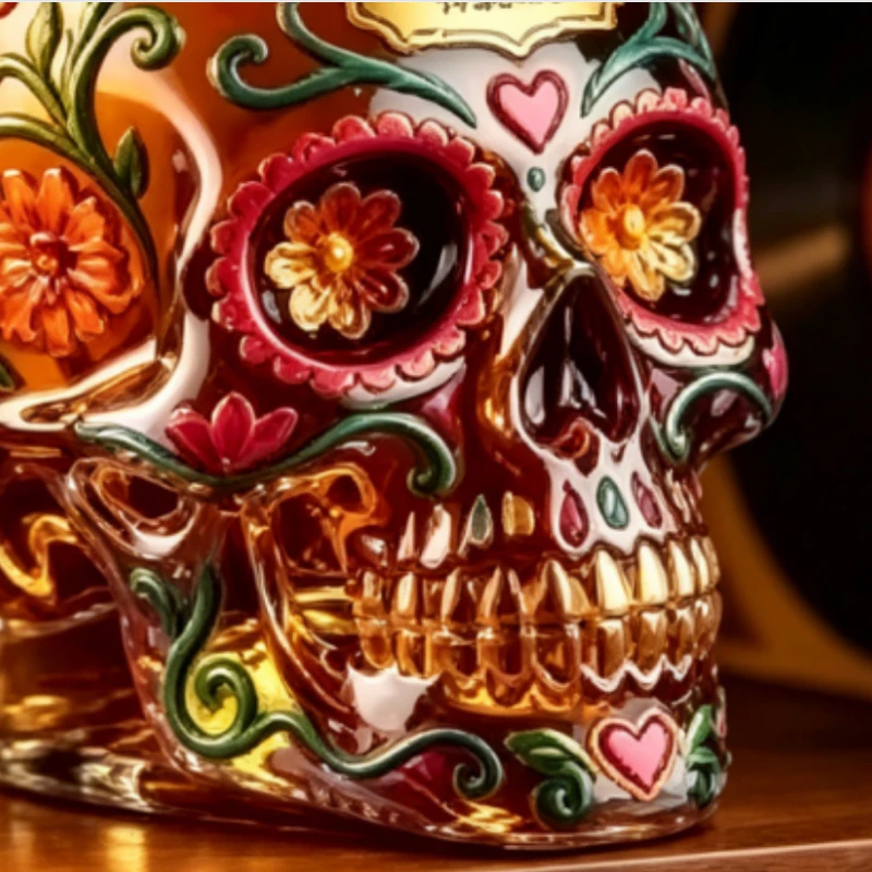 Decantador de Vidrio Decorativo con Forma de Calavera para Tequila, Diseño Creativo del Día de Muertos, para Bar y Regalos