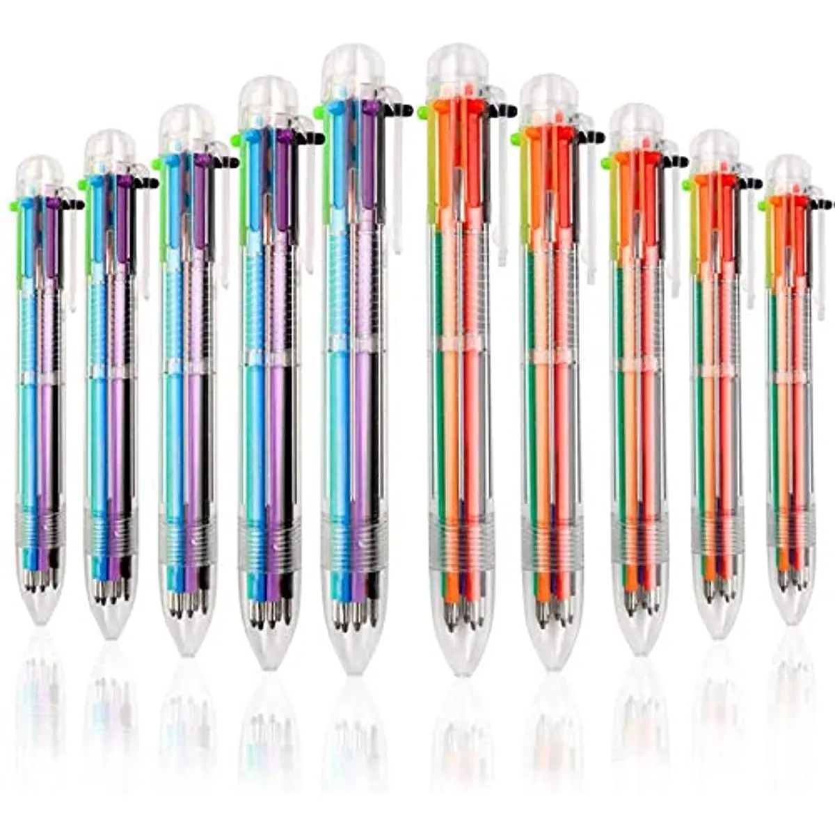 Stylos à bille multicolores rétractables 6 en 1 pour enfants, fournitures scolaires et de bureau, 100mm, 0.5 pièces