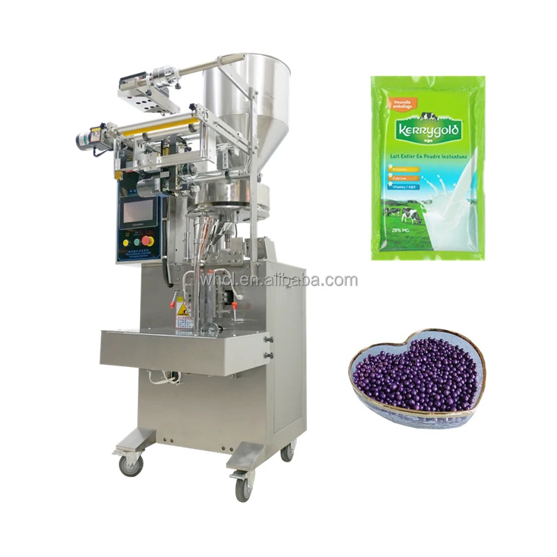 VFFS-máquina de envasado multifunción, 30g, 100g, para frijoles, patatas fritas, gelatina, dulces, gránulos, palitos de comida, bolsitas de papel de plástico
