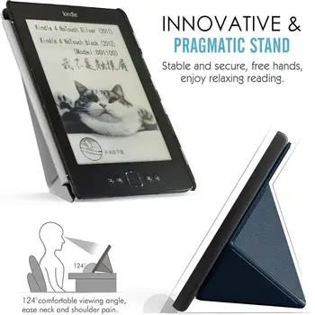 Pouzdro pro Kindle 4 4. generace 2011 D01100 magnetický chytrý látkový kryt kožený chránič obrazovky K4 K4S K4B 2012 pouzdro 12 nejlepší prodej pouzdra pro Kindle D01100 - №9