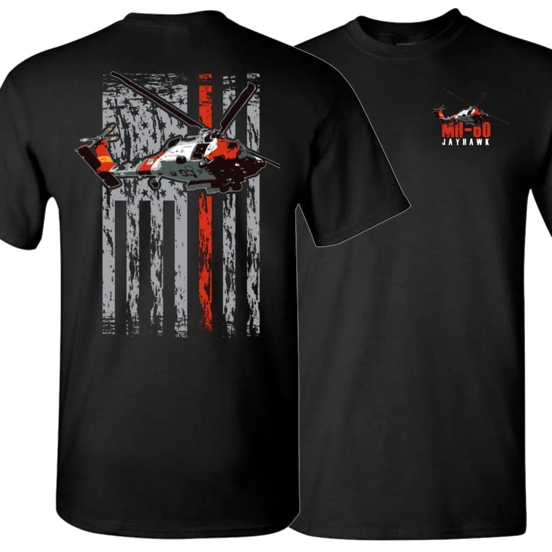 American Flag Coast Guard MH-60 Helicopter T-Shirt 100% Cotton O-Neck Summer Short Sleeve Casual Mens T-shirt Size S-3XL