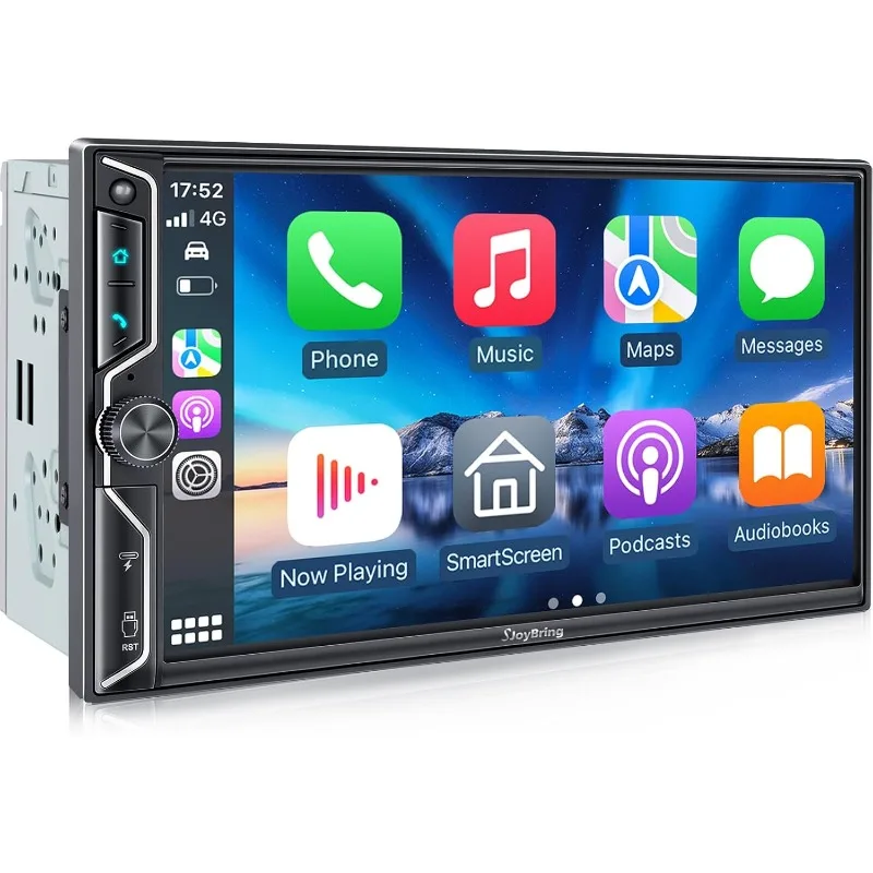 

Домашняя 7-дюймовая автомобильная стереосистема Double Din с беспроводным CarPlay и Android Auto, 4,2-канальным аудиовыходом, Bluetooth, MirrorL