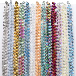 6mm 90pcs Spacer Teardrop Beads AB Colour Plating Glass Crystal Loose Beads For Jewelry DIY Bracelet Necklace Accessories Making