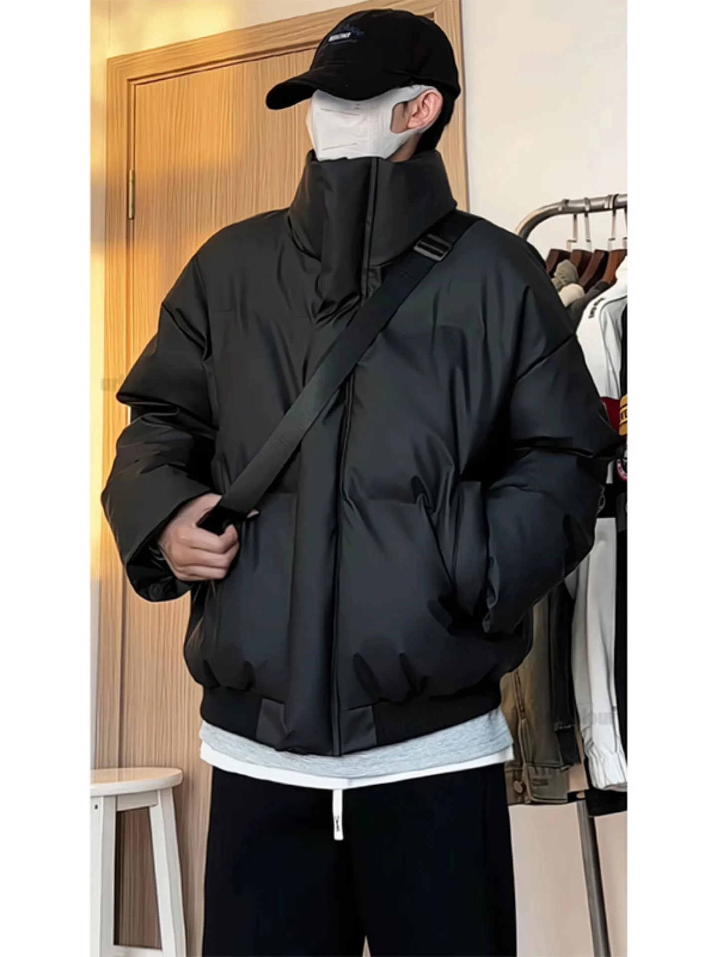 

Winter New Faion Brand Men's ort Cotton Jaet Stand Collar Fce Warm Waterproof Dirt Resistant Casual Cleanfit Sle