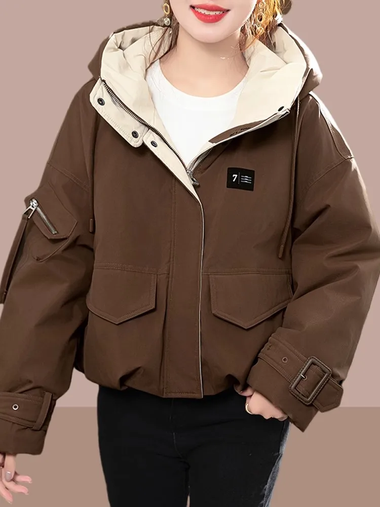 

Women's Thiened Cotton Jaet 2026 Winter New Sle ort Parka Coat Large Size Casual Faion Korean Sle Cotton Clothes