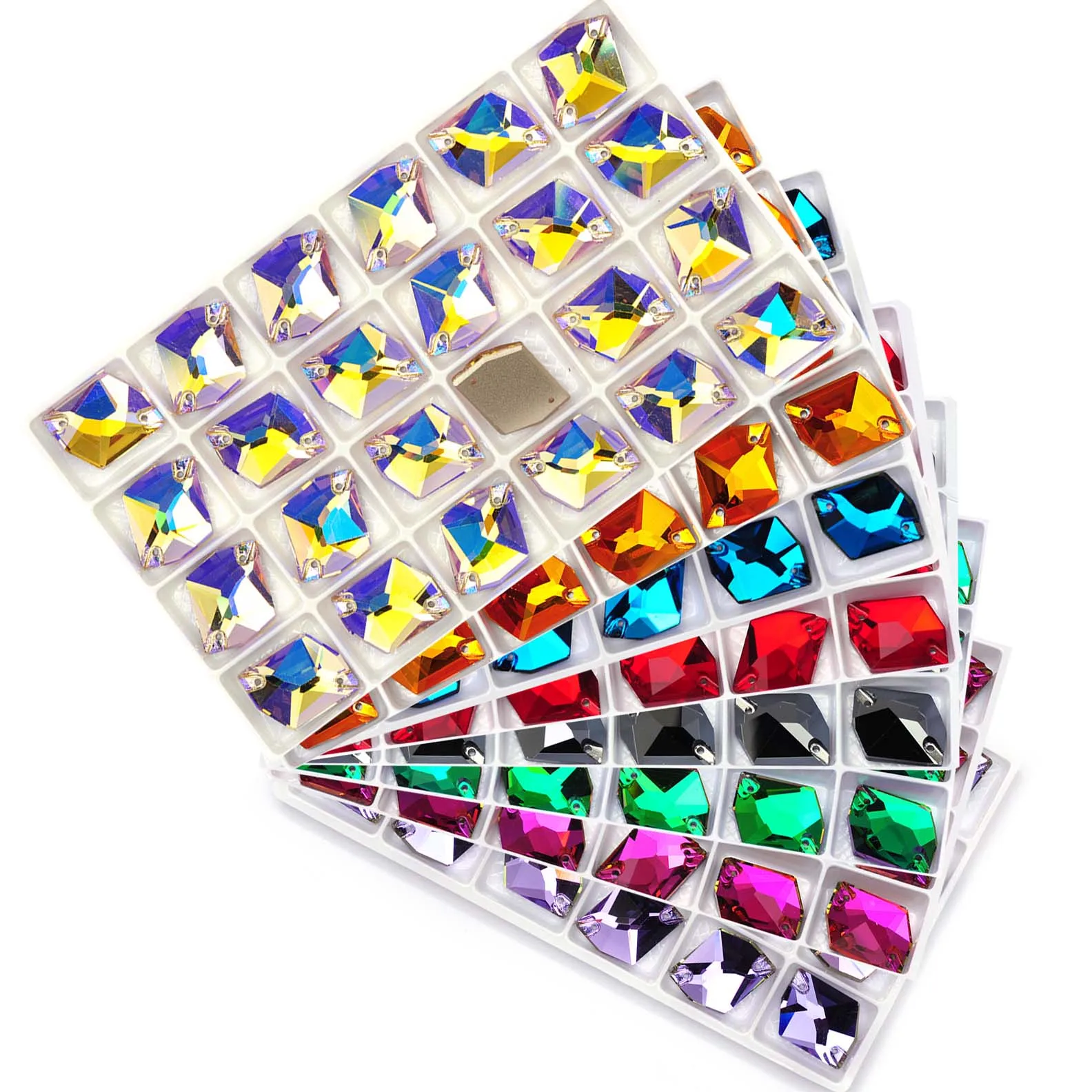 Pubrilex Cosmic Shape Sew On Rhinestones K9 Glass Crystal Strass Edge with Chamfers Rhinestones for Garment Jewelry Decoration