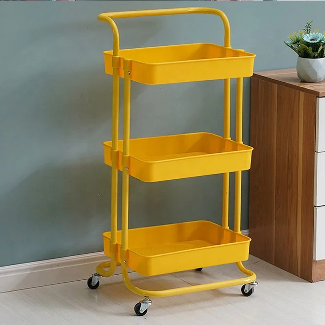 Carrello a mano, con ruote per la mobilità, carrello portautensili multistrato, portaoggetti da cucina per camera da letto, multicolore