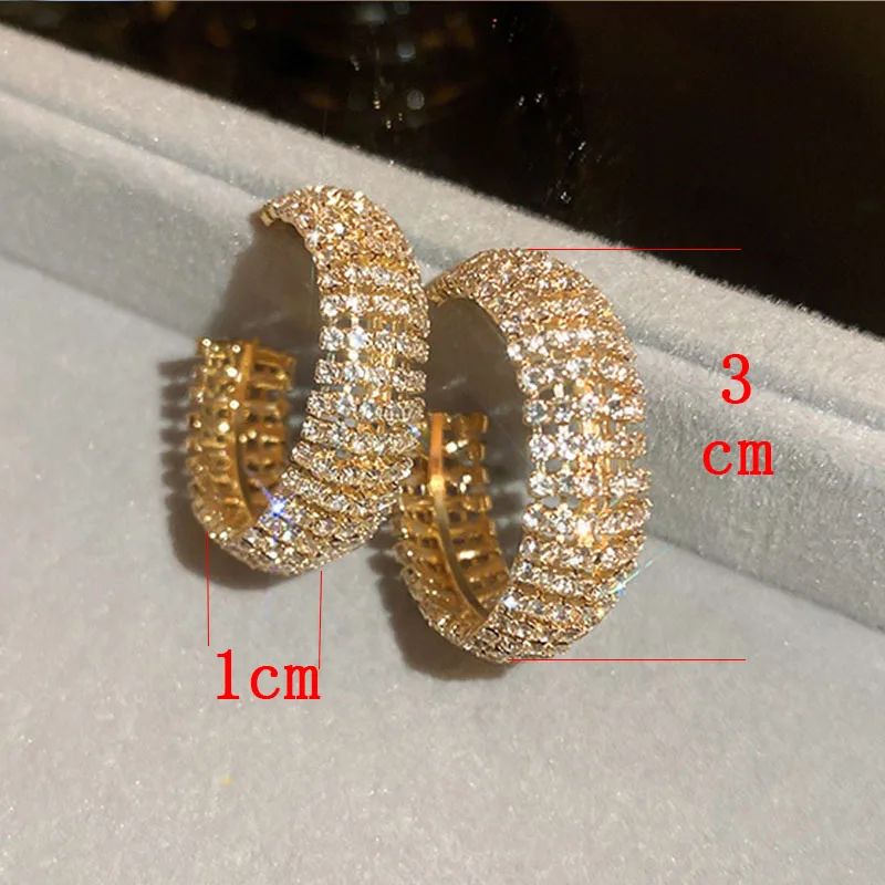 Uilz Fashion Circlr Shape Zirconia Earrings for Women Luxury Gold Color Hoop Earring Jewelry Ear