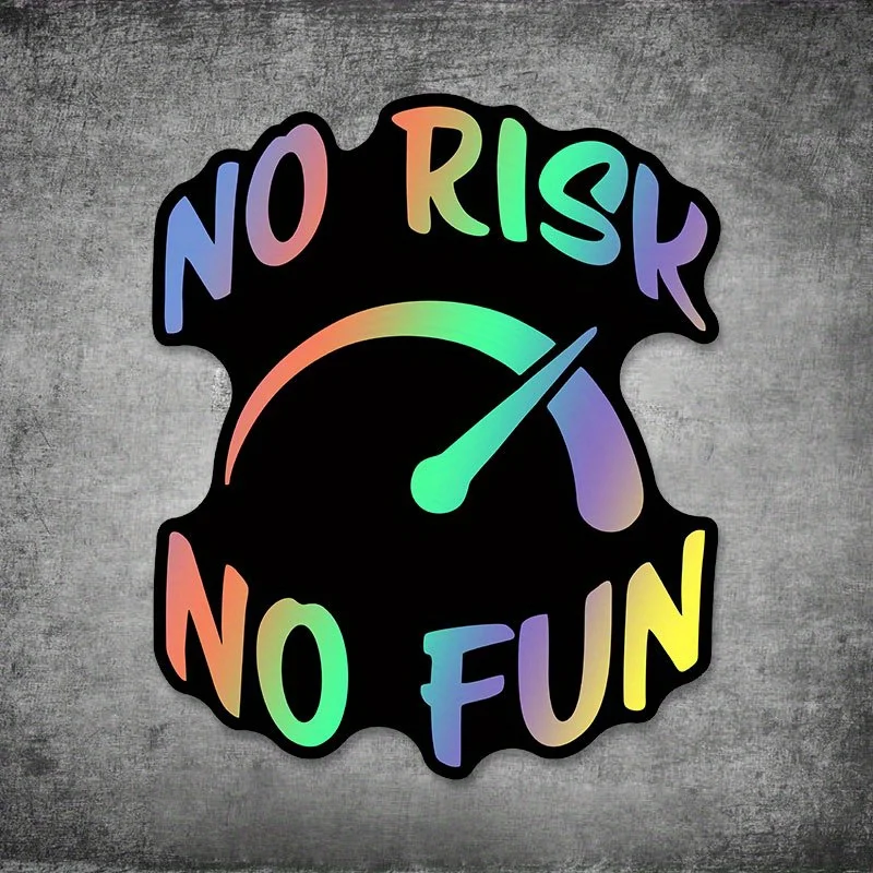 1PC Speedometer "No Risk No Fun" Sticker - Trendy Decor for Car Side Panels, Backpacks, Guitar Cases