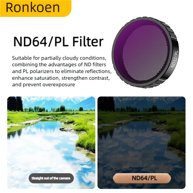 Ronkoen ND CPL Filter voor DJI OSMO Action4/5Pro Actie Camera Accessoires CPL ND8 ND16 ND32 Lens Set Aluminium frame