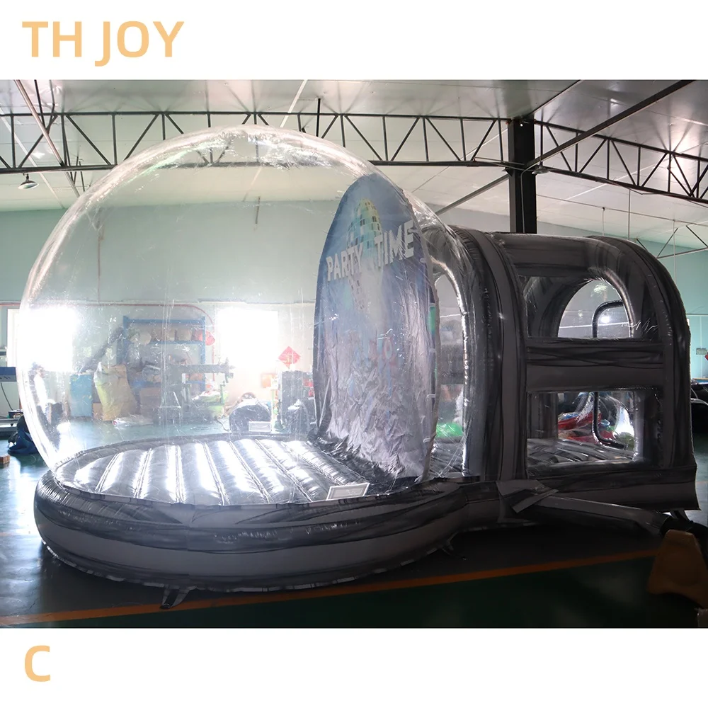 Fast Air Shipping, Christmas snow globe inflatable bubble tent, 4.5m transparent inflatable snow globe with tunnel