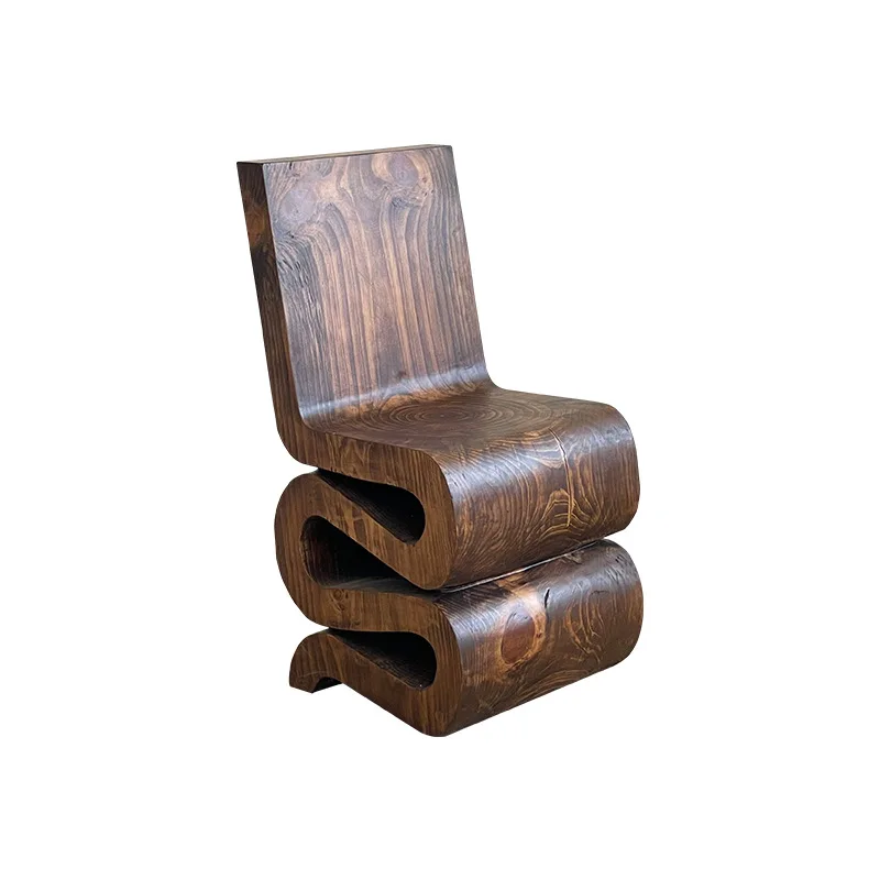 Special-shaped ornament decorative chair, solid wood creative S-shaped back chair