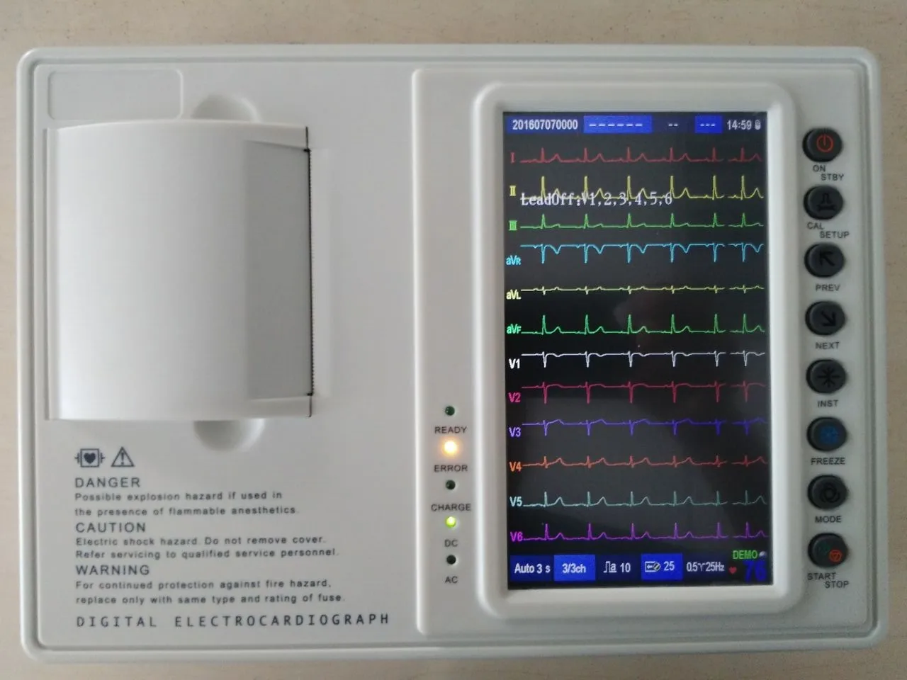 3 Channel Veterinary Use ECG Machine JZ-ECG1203D  with  Analysis 7 Inch Color Touchscreen Display