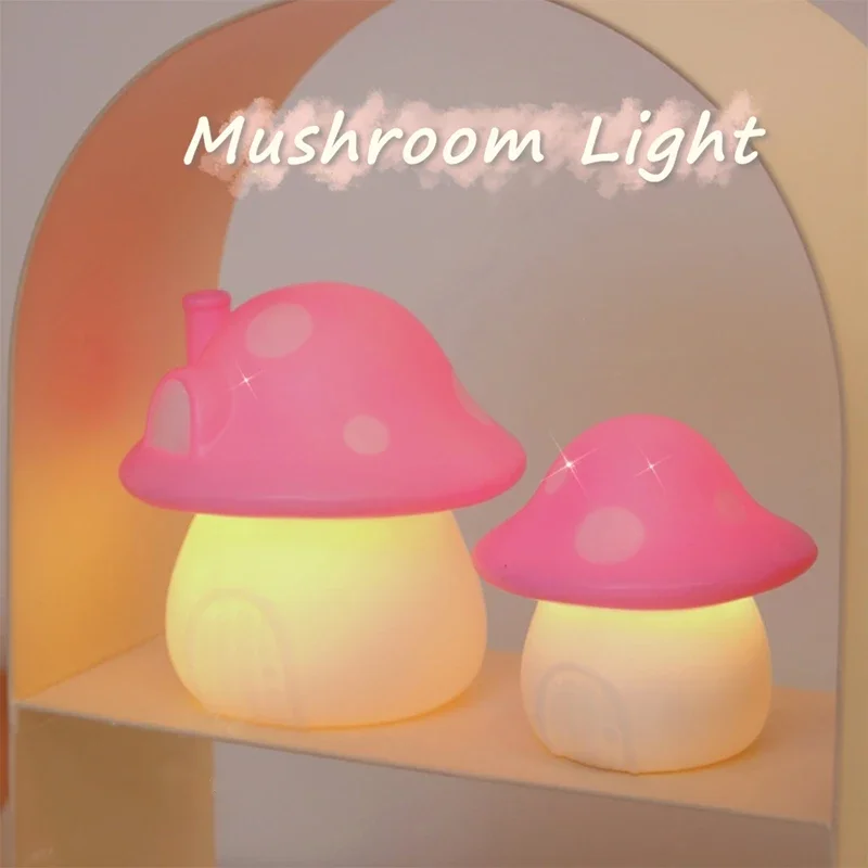 

Mushroom Night Light LED INS Mini Table Button Battery Lamp Bedroom Baby Bedside Decoration Portable Lanterns Christmas Present