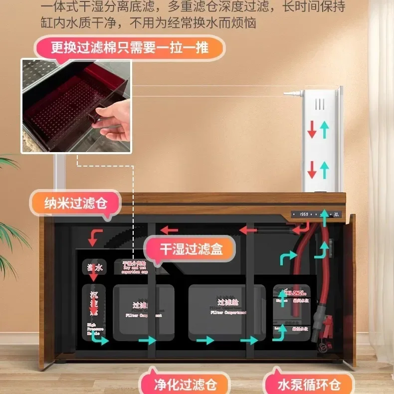 

factory di ultra-white original ecological complete set of living room creative Chinese overflow bottom aquatic plant aquarium