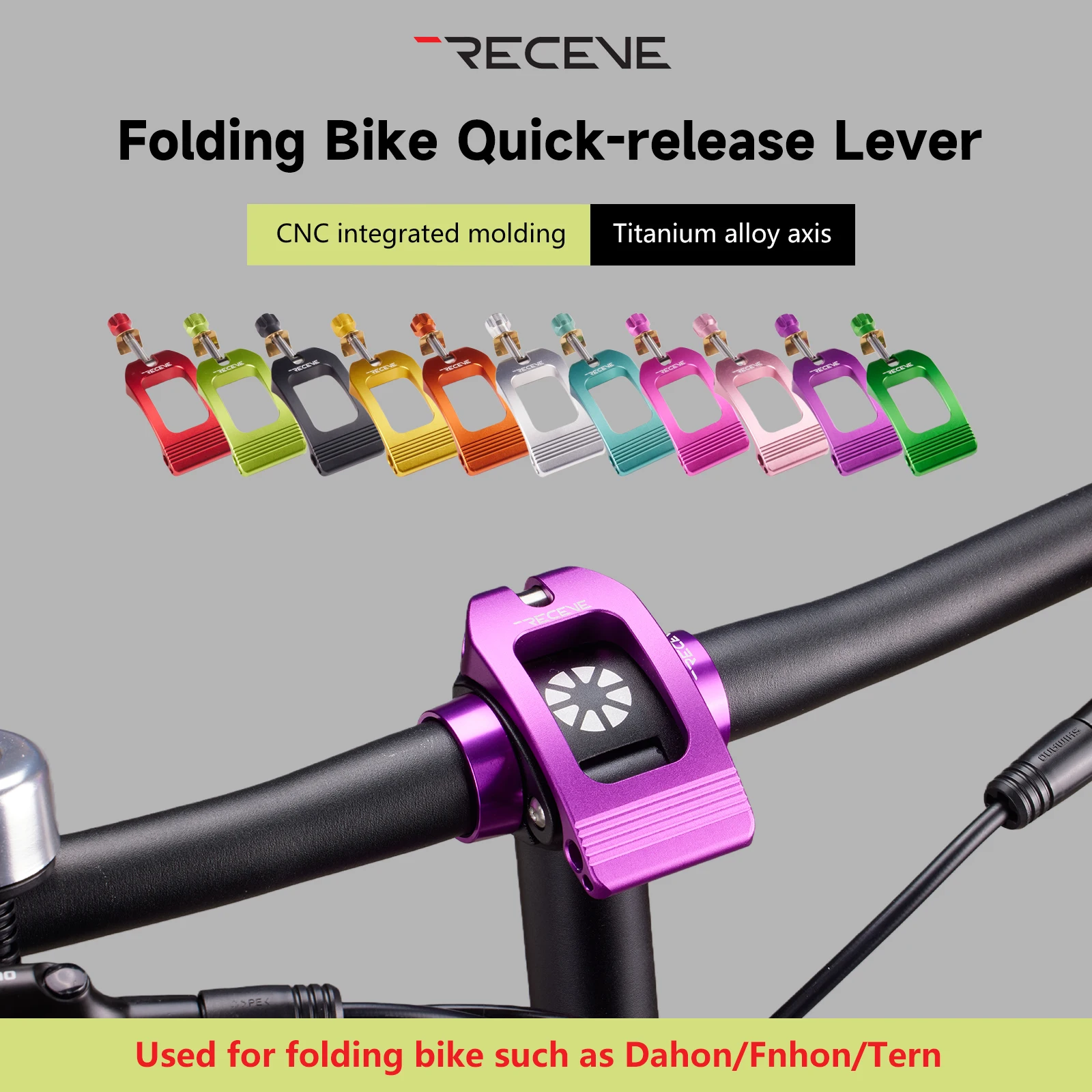 

RECEVE Folding Bike Stem Quick Release Lever Head Tube QR Clamp Aluminum Alloy Bicycle Handlebar Fixing Clamp For Dahon P8 412