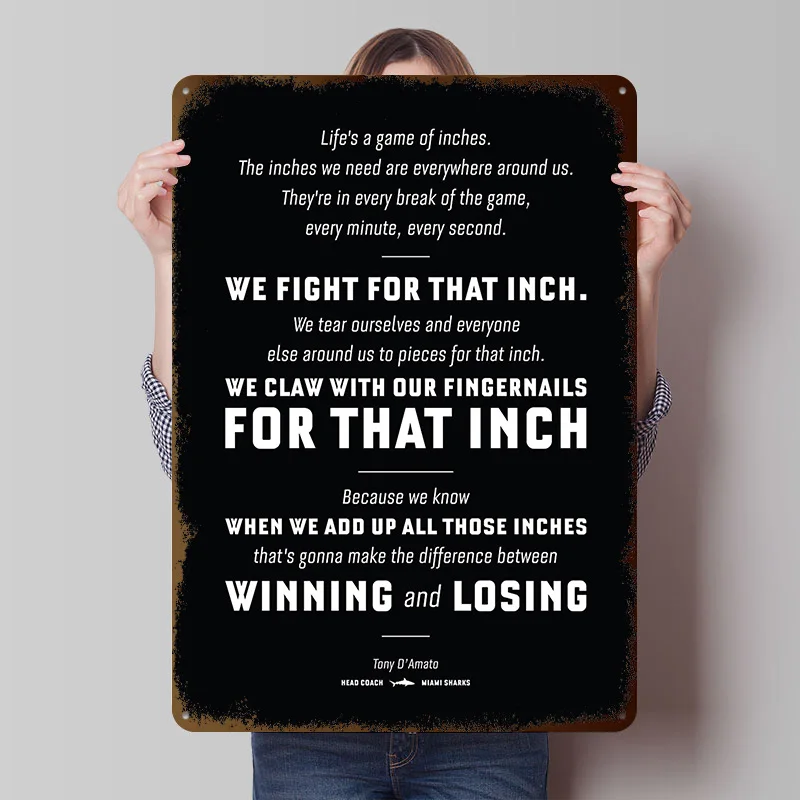 Any Given Sunday Speech Poster Customized Wall Art Vintage Metal Signs Retro Tin Plaque for Man Cave Bedroom Decoration Gaming