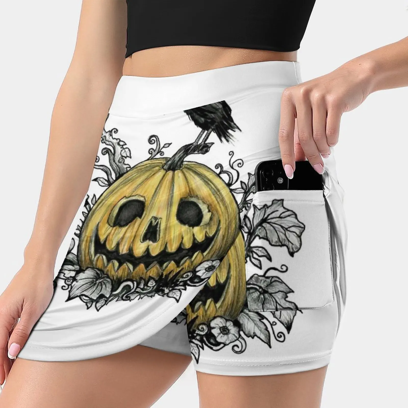 Jupe d'halloween jack-o-lantern pour femmes, jupes de Tennis avec poches cachées, jupes de Badminton, de Golf, de course d'halloween