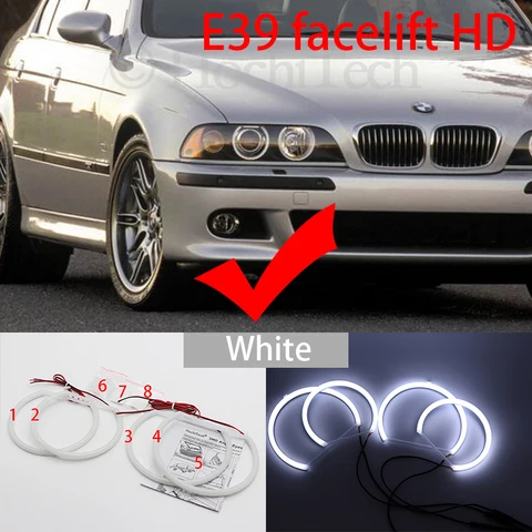 Для BMW 5 серии E39 525i 528i 530i 540i, Стайлинг автомобиля, молочно-белый цвет, фотоэлемент поверхностного монтажа, фотоэлемент, кольцо с ангельскими глазами, сигнал поворота, фотоэлемент