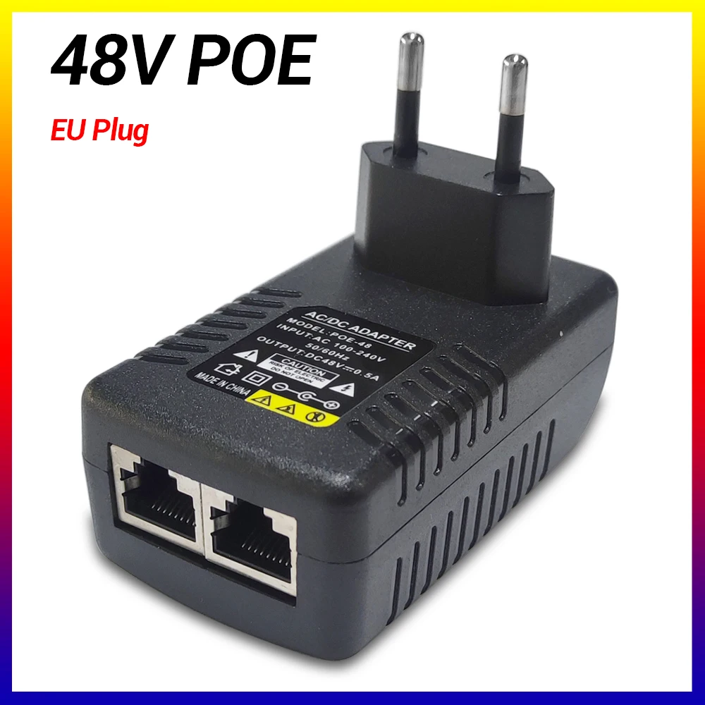CCTV 보안 감시 POE 전원 공급 장치 어댑터 48V 0.5A EU/US 플러그 인젝터 이더넷 IP 카메라 NVR 라우터 POE 스위치