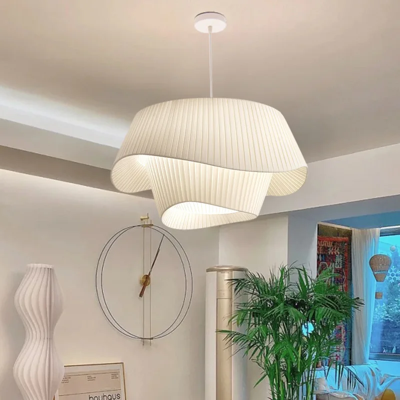 

Wabi-Sabi Pendant Light Stylish Cream Fabric Chandelier for Restaurant Bedroom Living Room Bar Hotel LED Decor Lighting Fixture