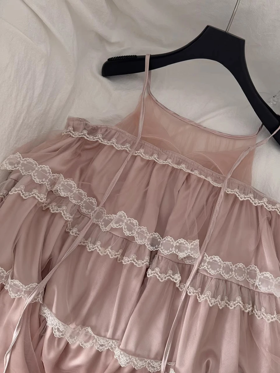 Reddachic feminino princesa em camadas plissado vestido de festa ponto renda sem mangas inchado a linha babydoll mini saia formal roupas de verão