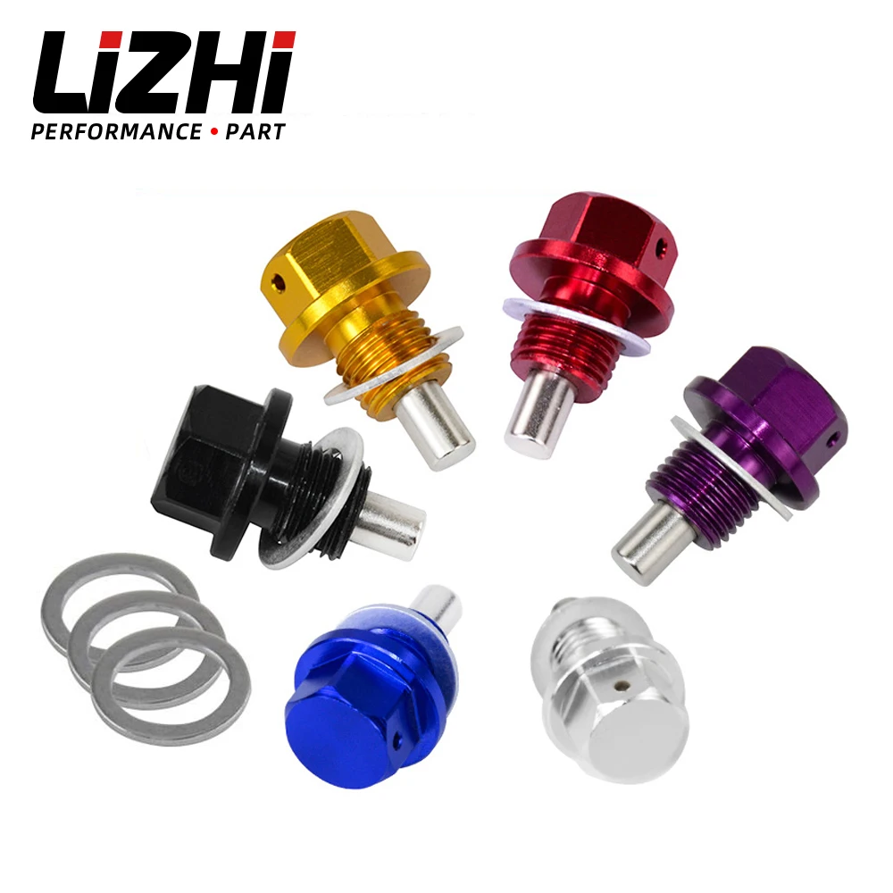 LIZHI- M12x1.5 M12x1.25 M14x1.5 Aluminum Magnetic Oil Drain Bolt Oil Sump Drain Plug Nut Oil Drain Plug Magnetic Car Accessories