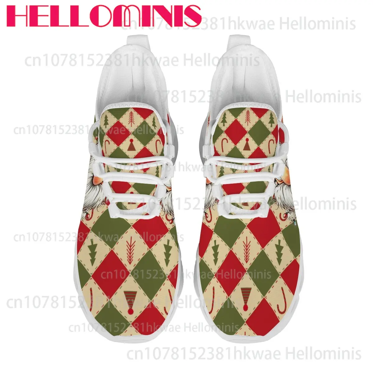 Unisex Christmas Retro Pattern Comfortable Soft Breathable Easy To Wear Non-slip Casual Sports Trendy Sneakers Family Gift