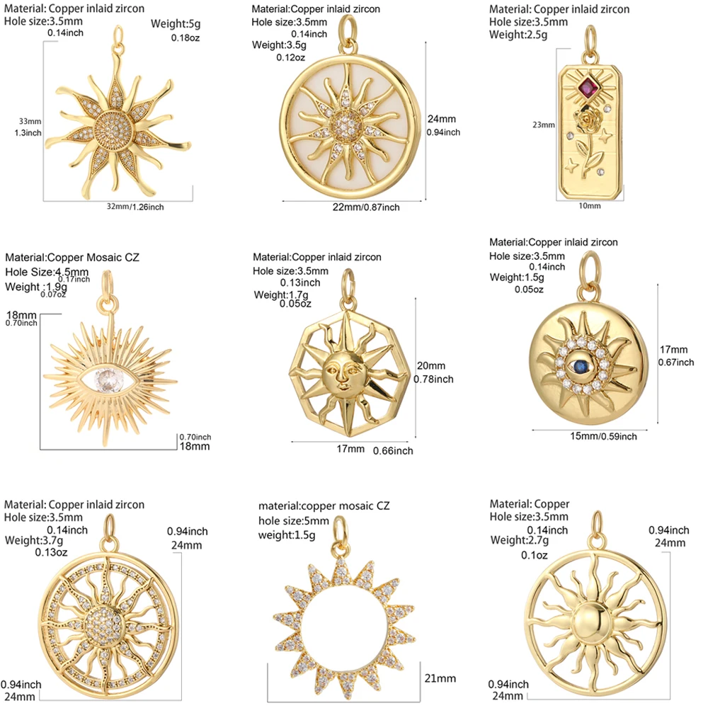 Golden Cute Sun Pendant Jewelry Production Supplies Bohemian Charm Diy Necklace Earrings Necklace Keychain Resin Charm charms