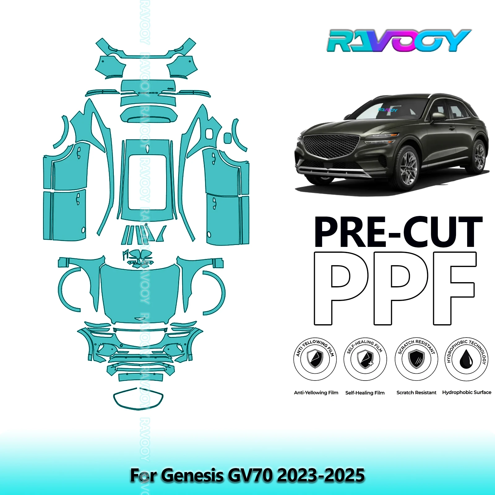 

For Genesis GV70 2023-2025 Car Precut PPF Paint Protection Film Full Vehicle