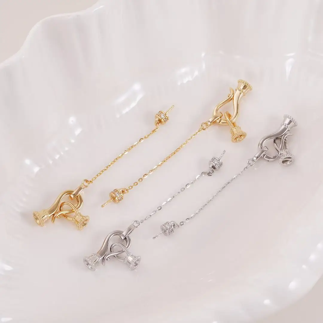 

S925 Sterling Silver Necklace Bracelet Clasps and Hooks Jewelry Accessory Parts Settings Fittings for 8-12mm Pearls 3pcs/lot